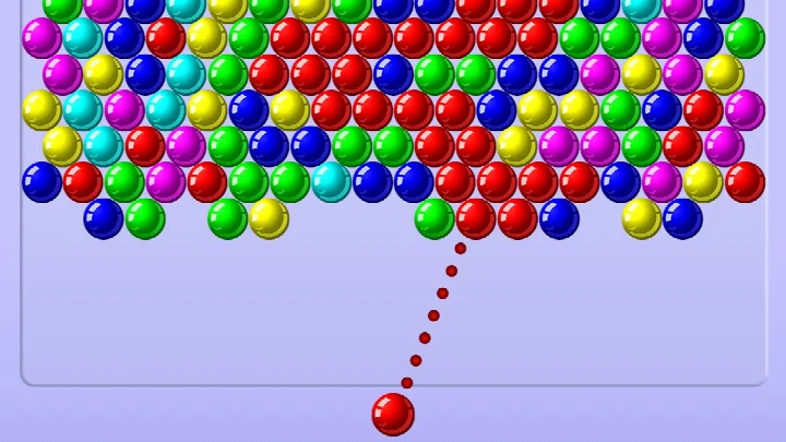 Bubble Shooter - Classic Pop gameplay showing laser aim and bubbles