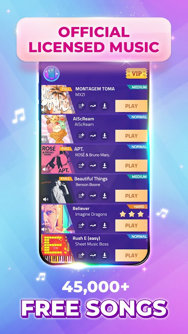 Magic Tiles 3TM - Piano Game screenshot showing black tiles falling to the beat.