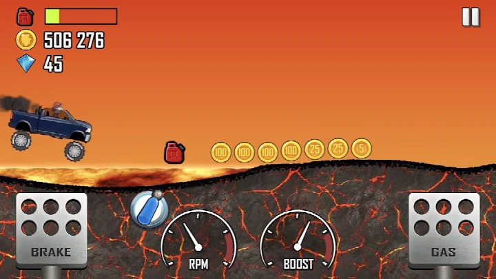 Screenshot showing the upgrade screen with options to improve engine, suspension, and tires.