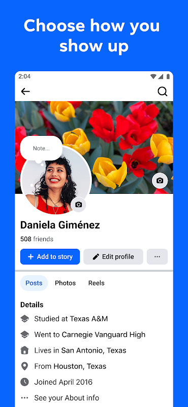 Facebook stories screen for capturing moments on the fly