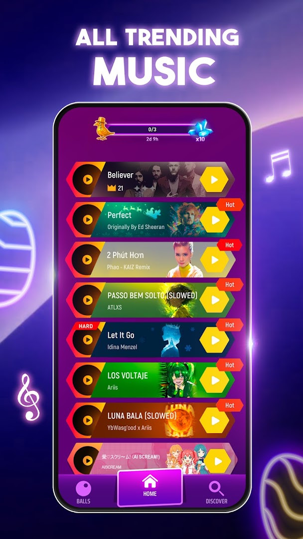 Tiles Hop Music & Ball Game arcade action with a ball navigating an unpredictable tile path