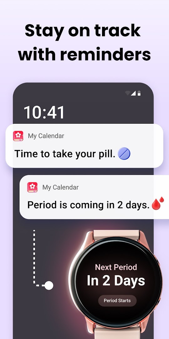 Period Calendar Period Tracker backup, multi account and privacy options