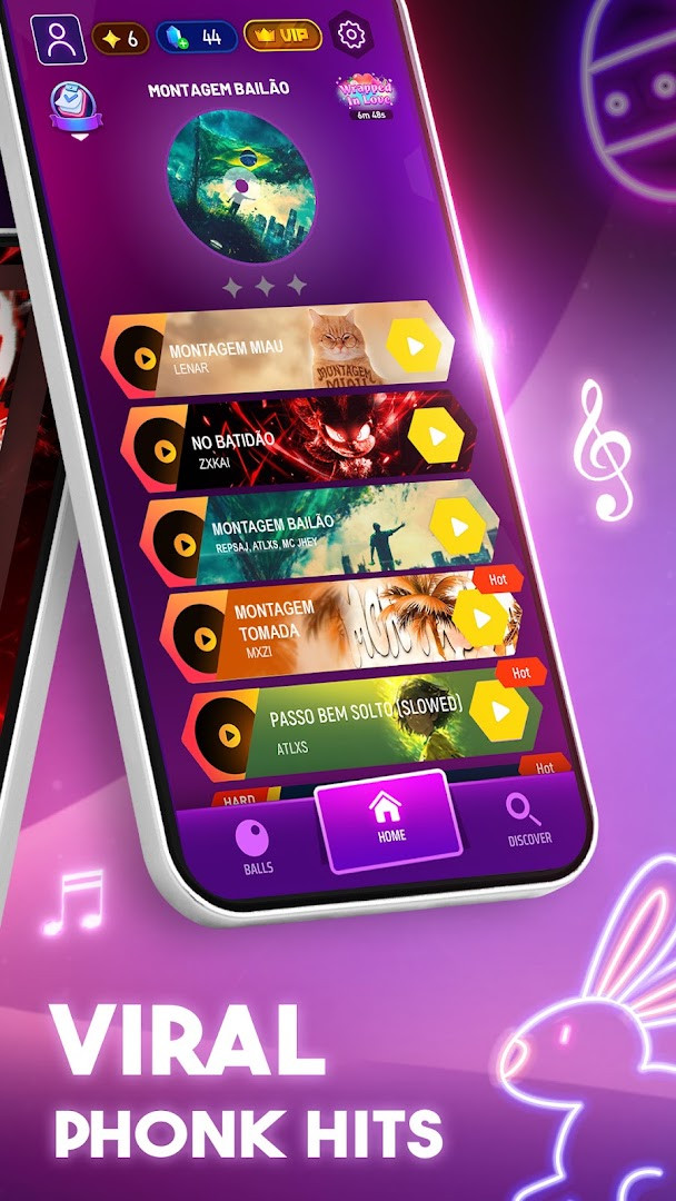 Tiles Hop Music & Ball Game rhythm rush mode with a ball hitting glowing music tiles