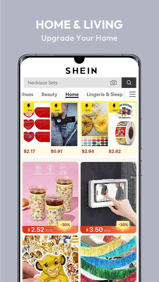 SHEIN-Shopping Online category menu covering apparel, home, beauty, shoes and accessories