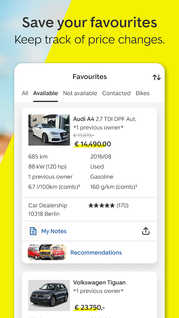 Map view displaying car locations near the user