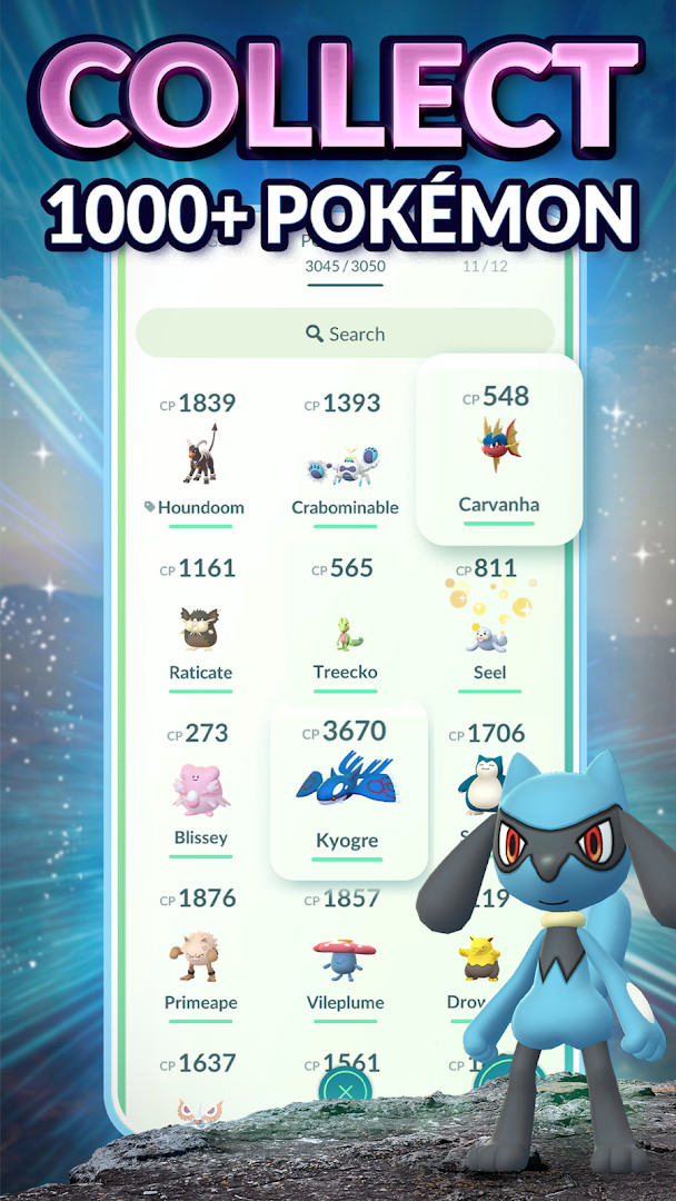 Pokémon GO settings and player profile screen with avatar and stats