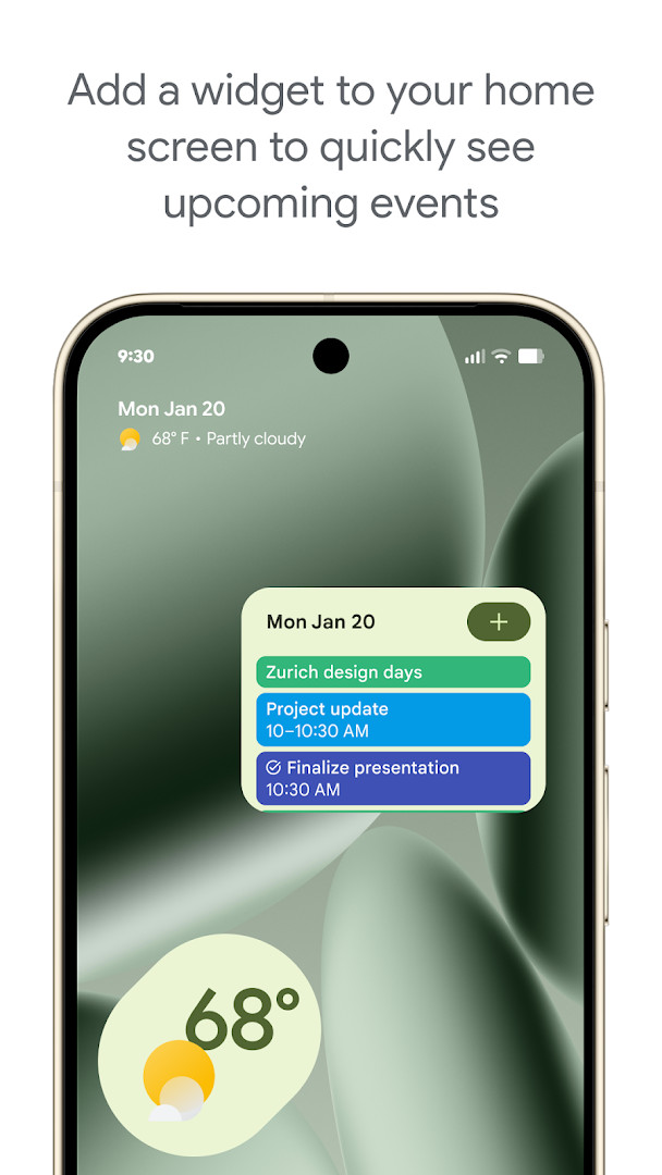 Google Calendar dark mode view with events displayed on a dark background