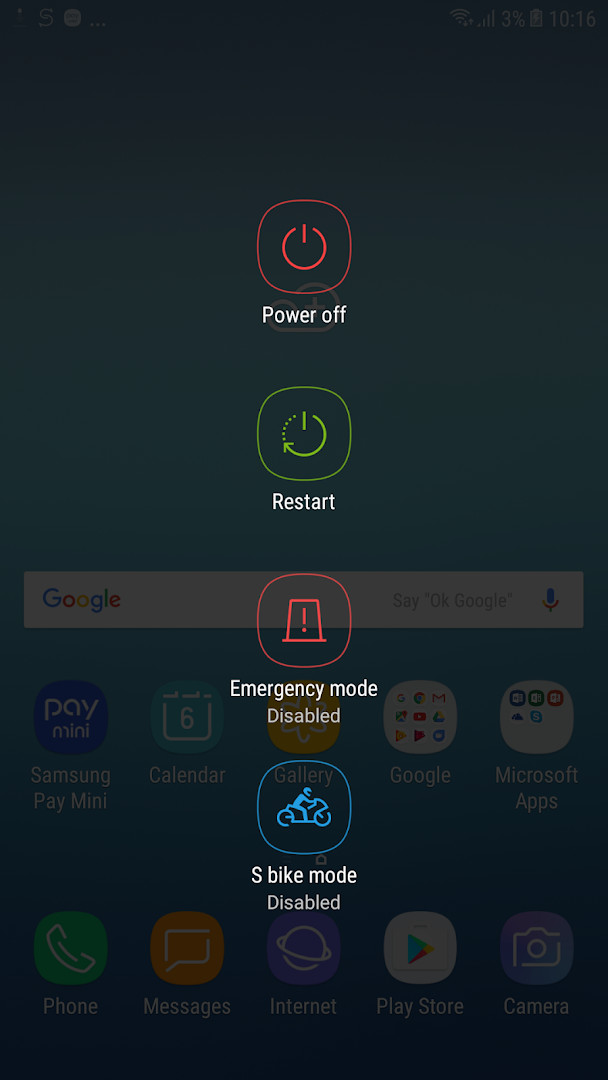 S bike mode urgent call filter screen