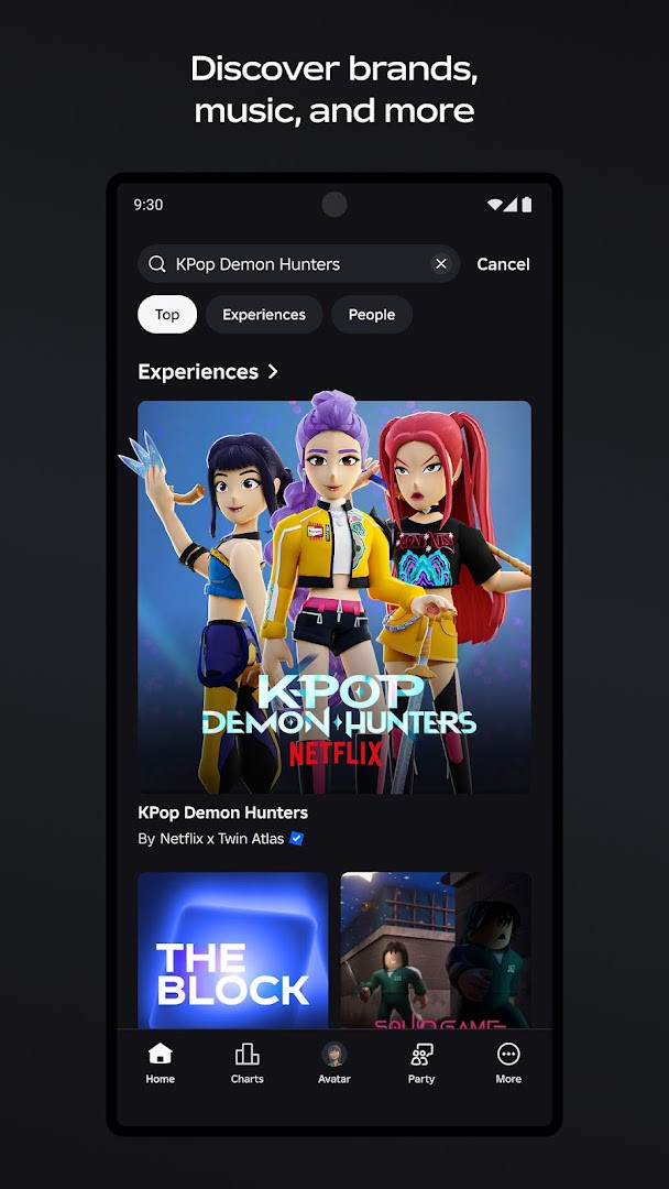 Marketplace page listing user-created 3D avatar items available for purchase