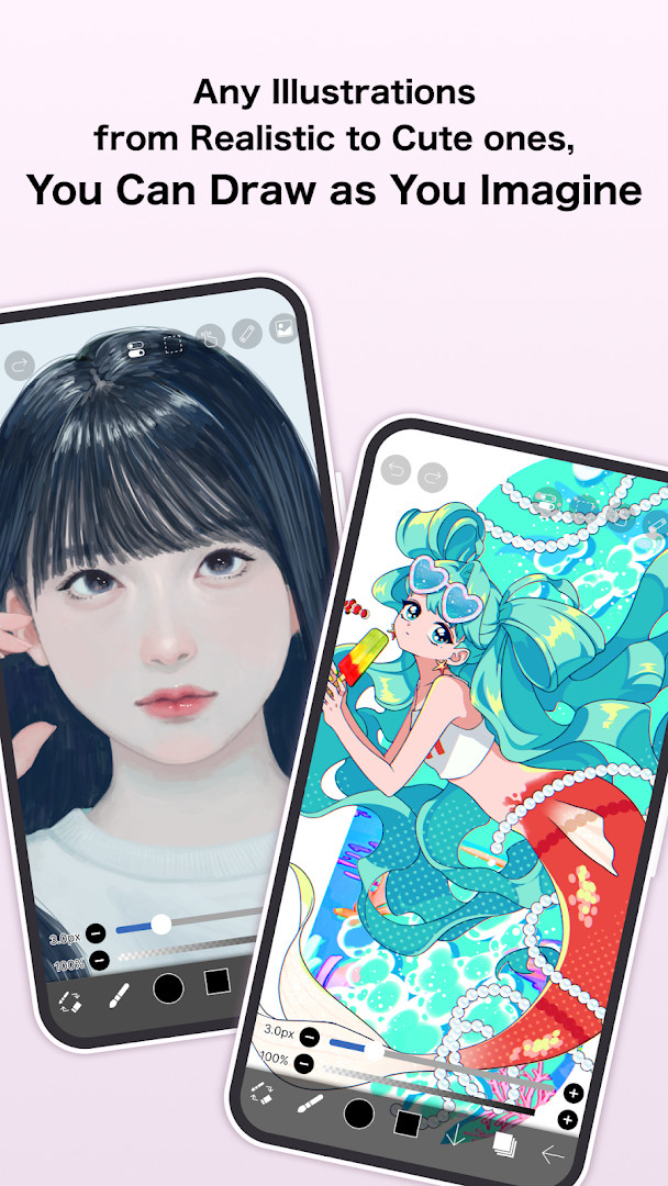 ibis Paint X layer editor with opacity and blending options for artwork