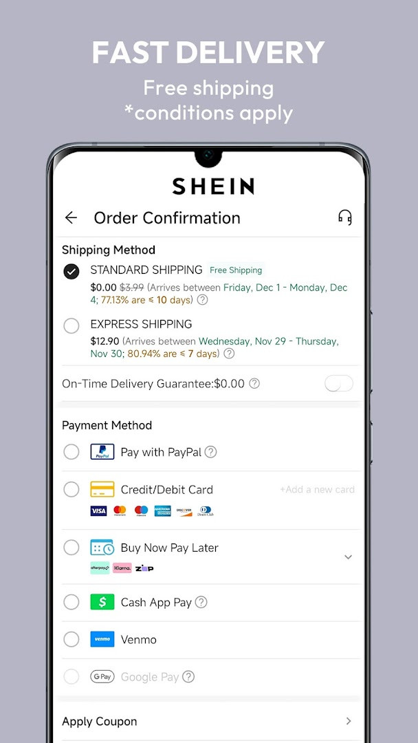 SHEIN-Shopping Online live chat and 24/7 customer service screen