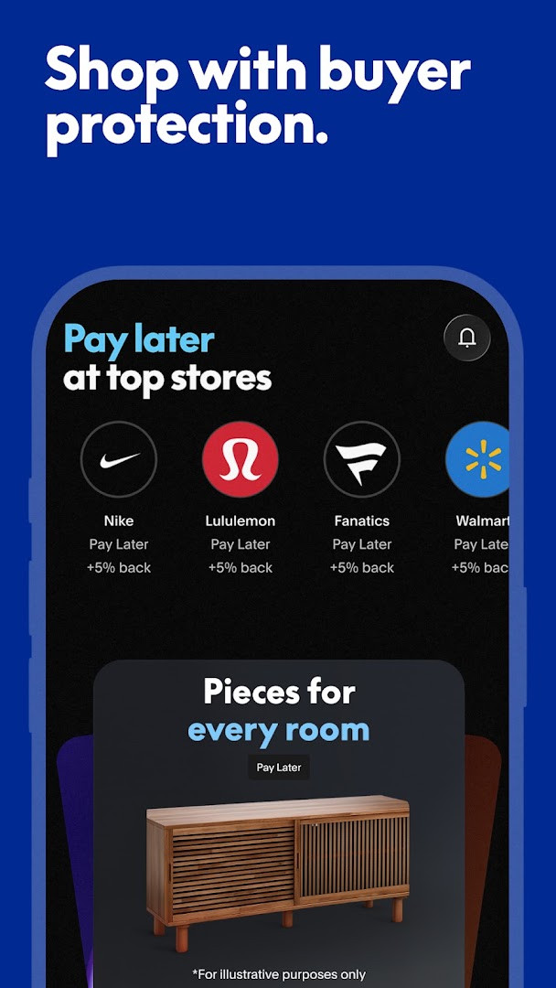 Home screen of the PayPal app showing balance and quick action buttons
