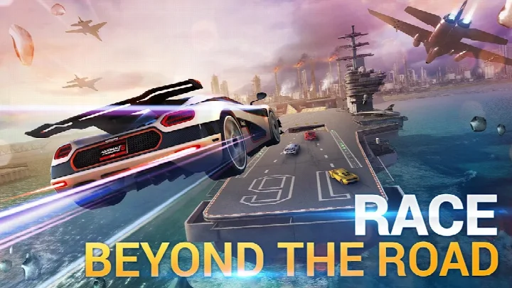 Screenshot of a car mid-air performing a barrel roll over a ramp.