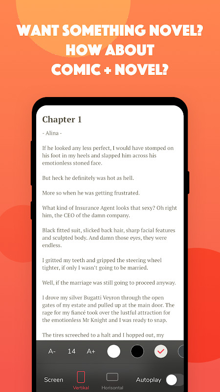 Chat story screen presenting a text-based story told through a message-style conversation