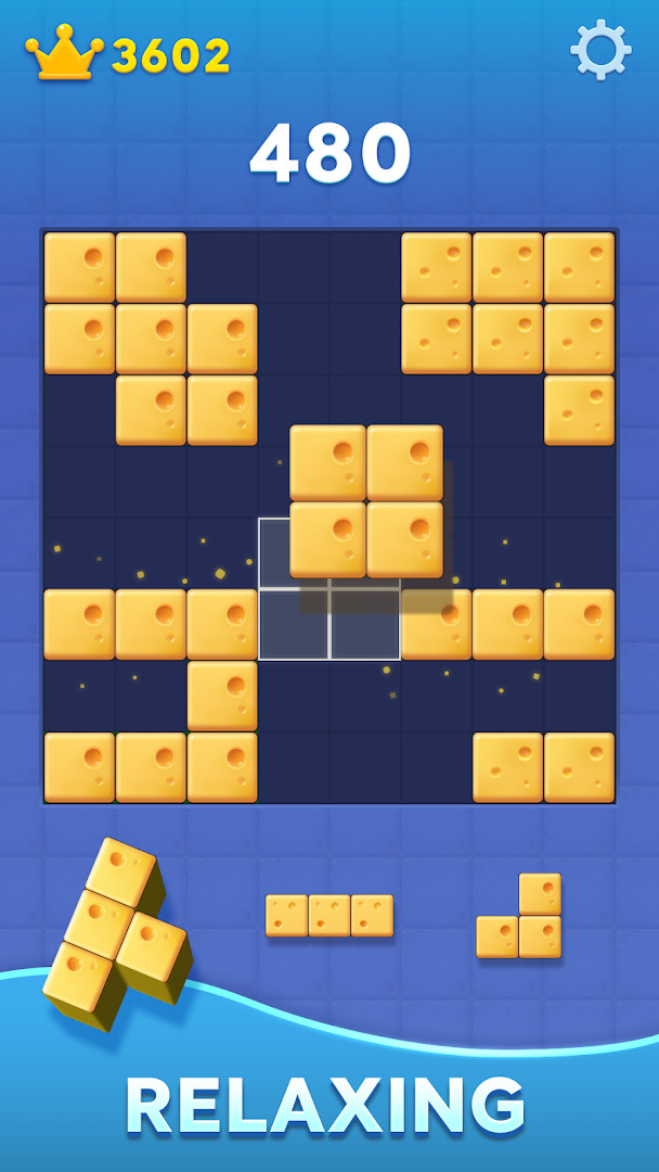 Dragging a block piece onto the board