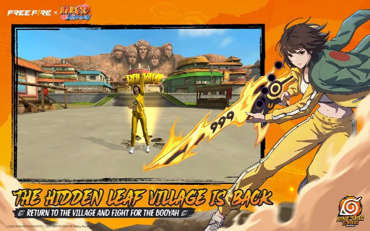 Free Fire x NARUTO SHIPPUDEN screenshot of Sharingan: Control directing a Tailed Beast Bomb at a target area