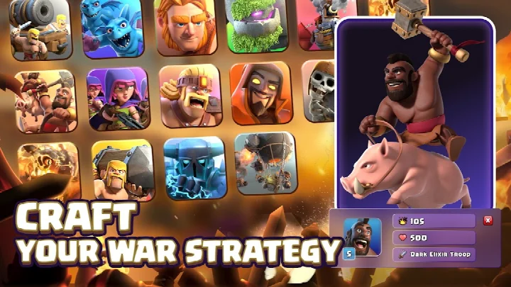 Clash of Clans Clan War battle map with bases and war status.