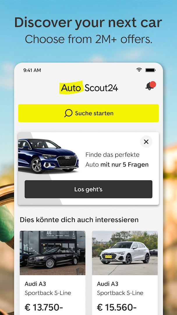 List of used cars with photos, prices, and key specs