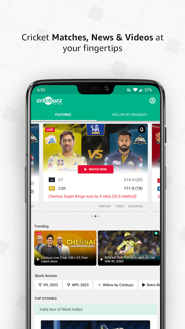 Cricbuzz live streaming of TATA IPL matches in Full HD