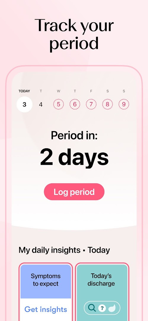 Ovulation and fertile window screen with predictions based on logged period data