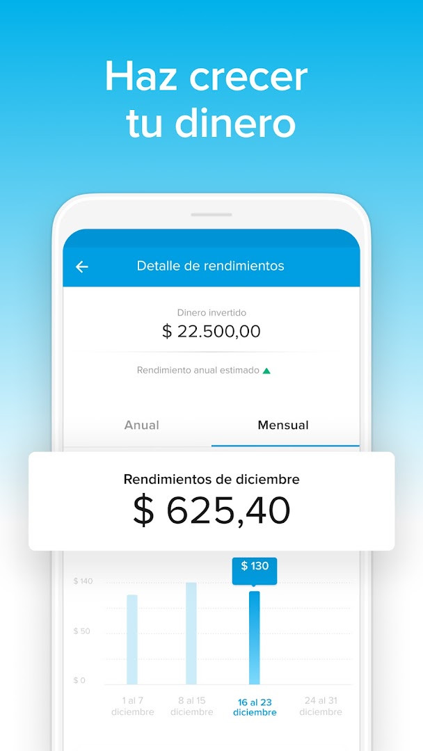Mercado Pago app showing daily earnings balance on the account dashboard