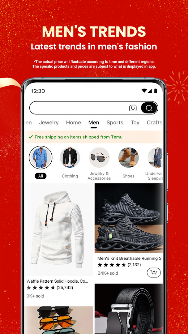 Temu shopping cart screen reviewing selected items before checkout