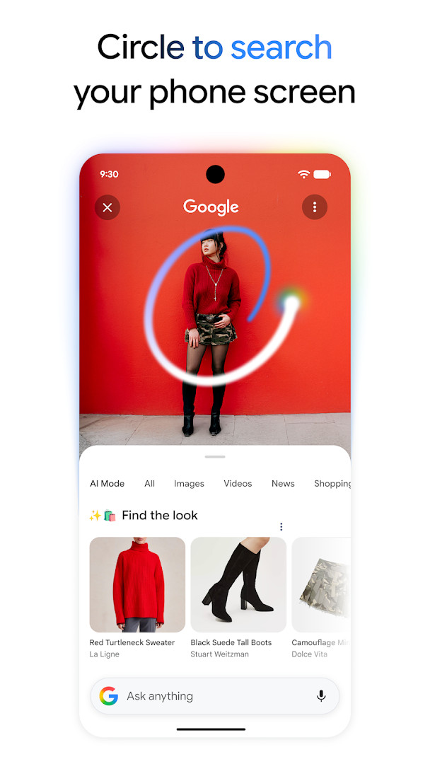 Google Search Live screen with voice and camera conversation in progress