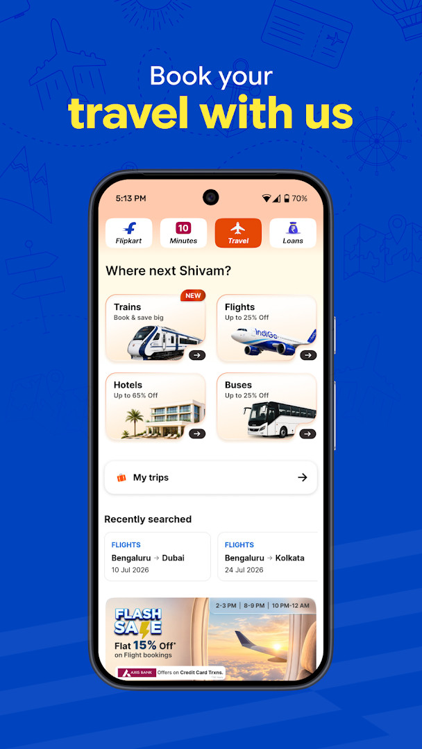 Grocery category in Flipkart Online Shopping App with fruits, vegetables and staples
