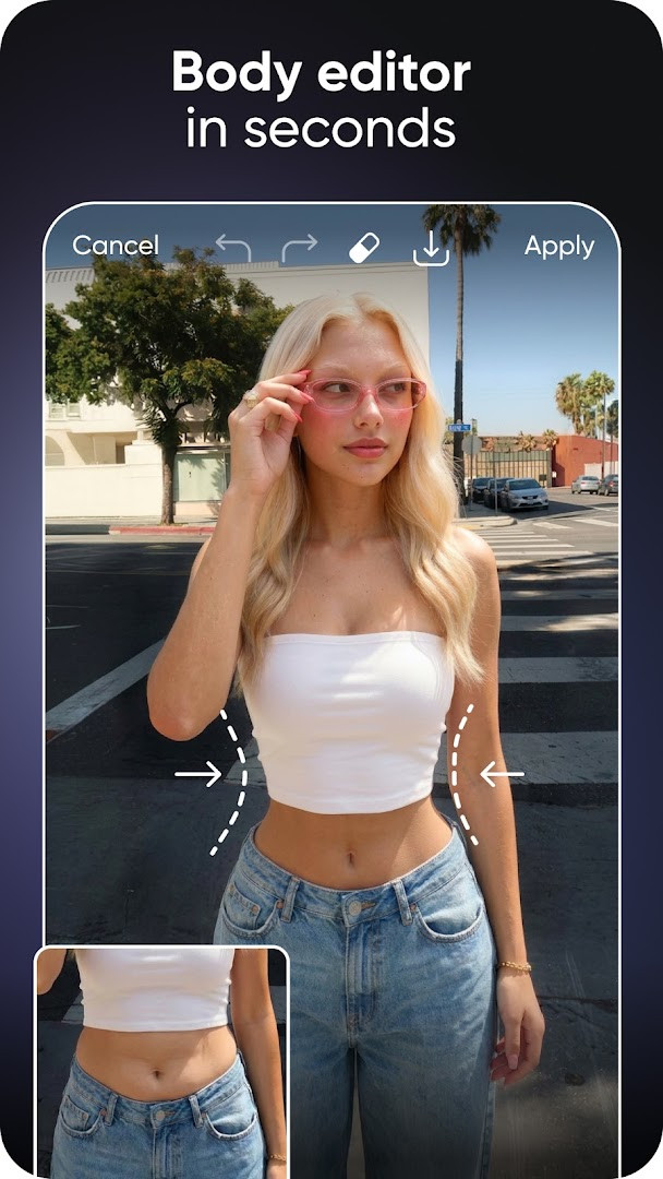 Object remover feature highlighting an unwanted item being erased from a photo